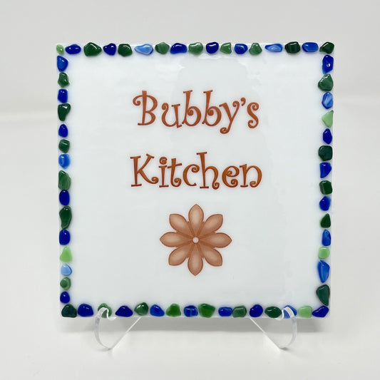 Name Plaque/ Bubby’s Kitchen, Blue and Green
