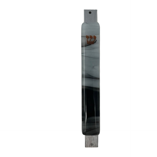 Black & White Swirl Mezuzah Case, 5.5” - Y.A. Fused Glass -
