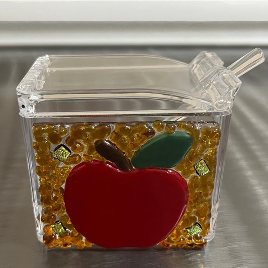Radiant Apple Honey Dish - Y.A. Fused Glass -