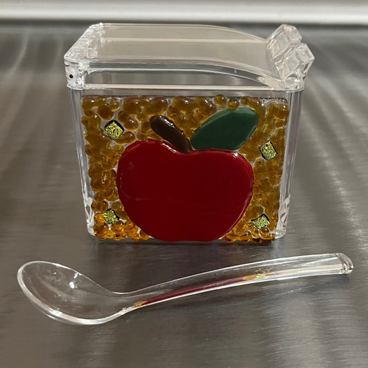 Radiant Apple Honey Dish - Y.A. Fused Glass -