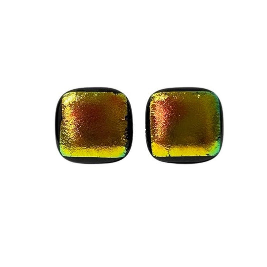 Red and Gold Cufflinks - Y.A. Fused Glass -