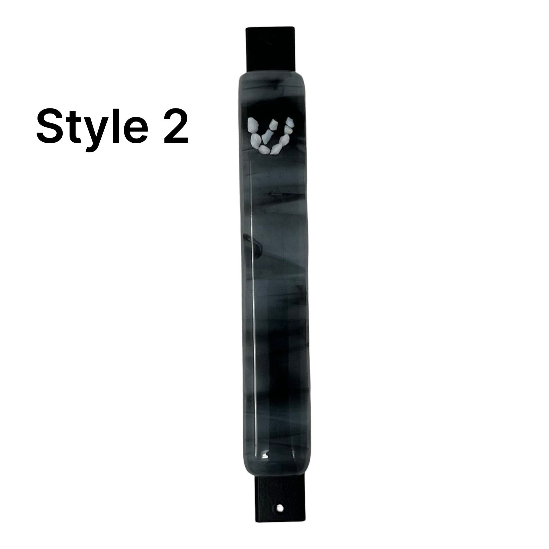 White Shin Black & White Swirl Mezuzah Case 5.5” - Y.A. Fused Glass -