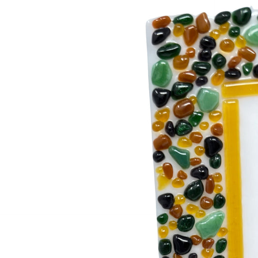 Amber, Green, and Deep Purple Blessing Plaque - Y.A. Fused Glass -