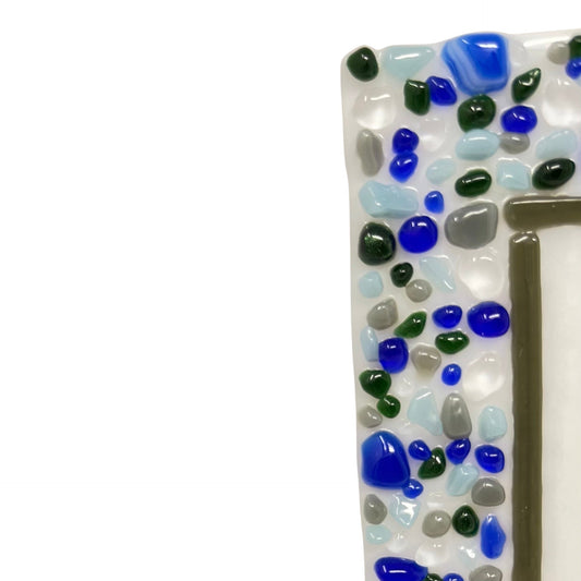 Blue, Green, and Gray Blessing Plaque - Y.A. Fused Glass -