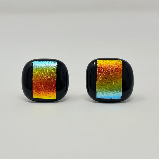 Blue, Orange, and Yellow Cufflinks - Y.A. Fused Glass -