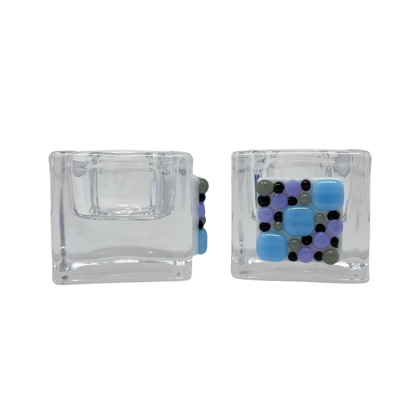 Blue Pebble Tea Light Holders - Y.A. Fused Glass -