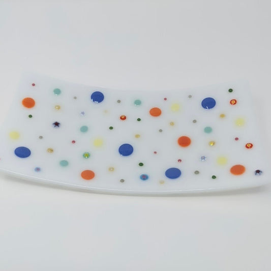 Circle and Flower Decorative Tray - Y.A. Fused Glass -