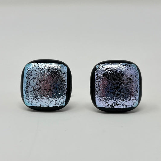 Crinkle Silver Cufflinks - Y.A. Fused Glass -