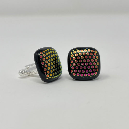 Dot Patterned Cufflinks - Y.A. Fused Glass -