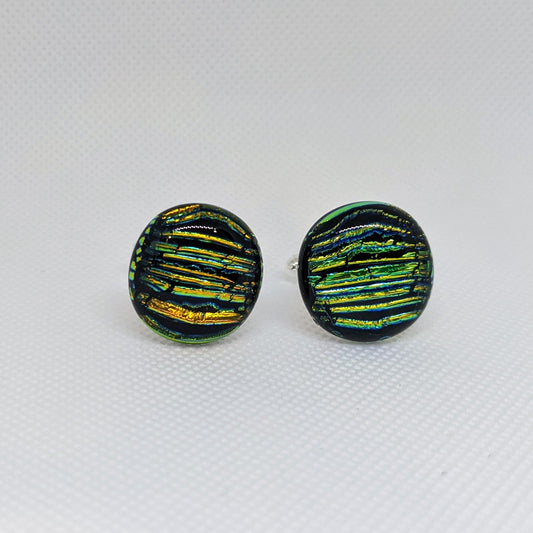 Gold Stripes Cufflinks - Y.A. Fused Glass - Cufflinks