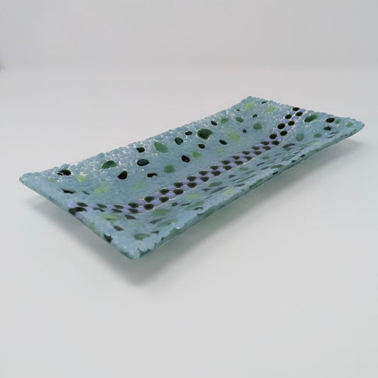 Green, Lavender, Powder Blue Tray - Y.A. Fused Glass -