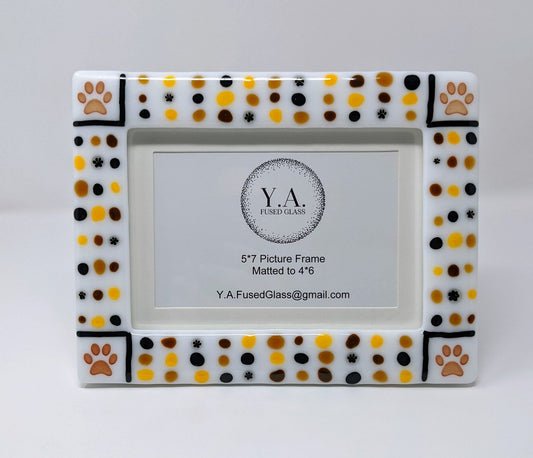 Paw Print Picture Frame - Y.A. Fused Glass -