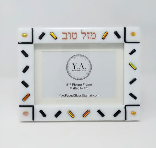 Zig Zag Style Picture Frame, Black - Y.A. Fused Glass -