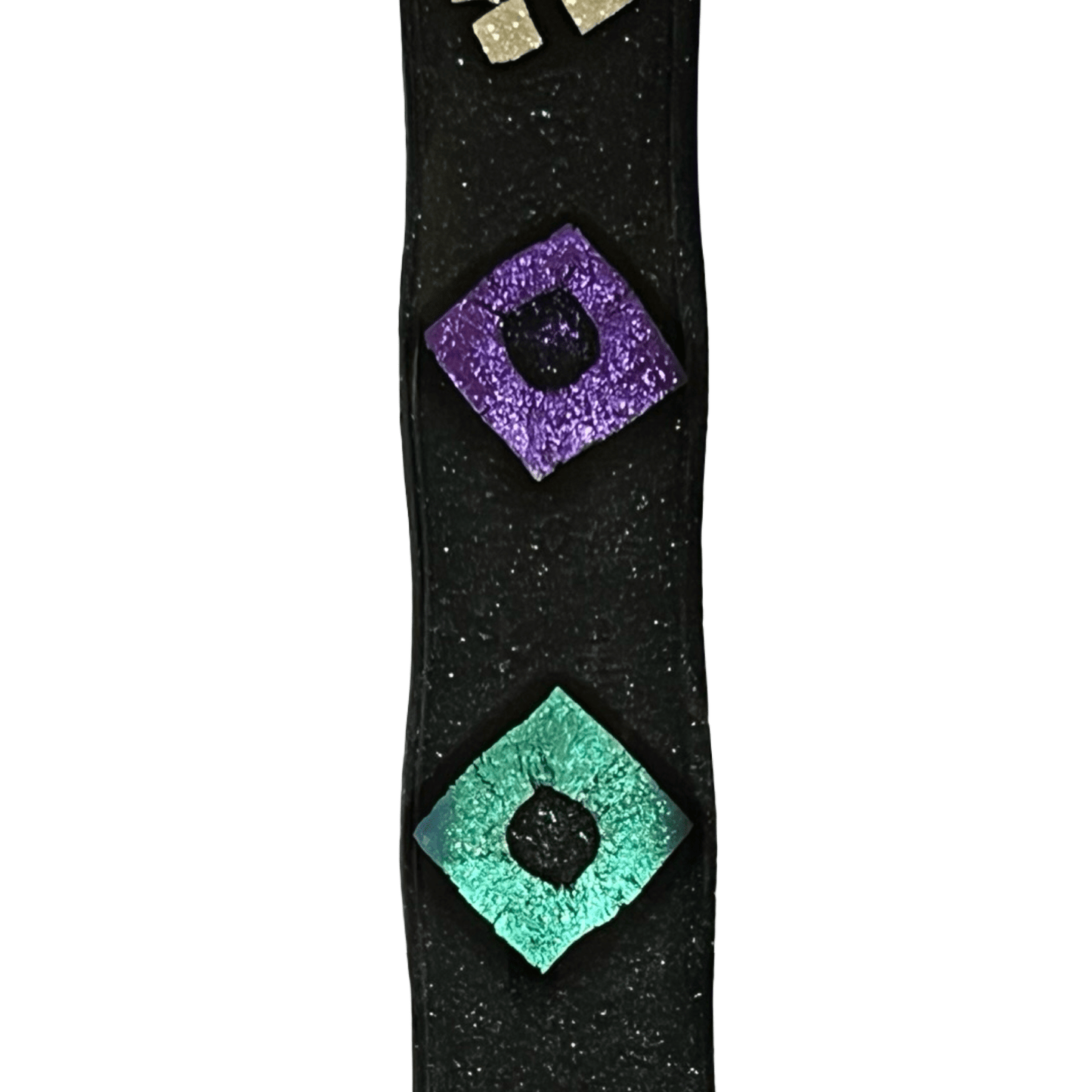 Aventurine Blue Mezuzah Case, Diamond Multi Color 6.8” - Y.A. Fused Glass - Mezuzah case