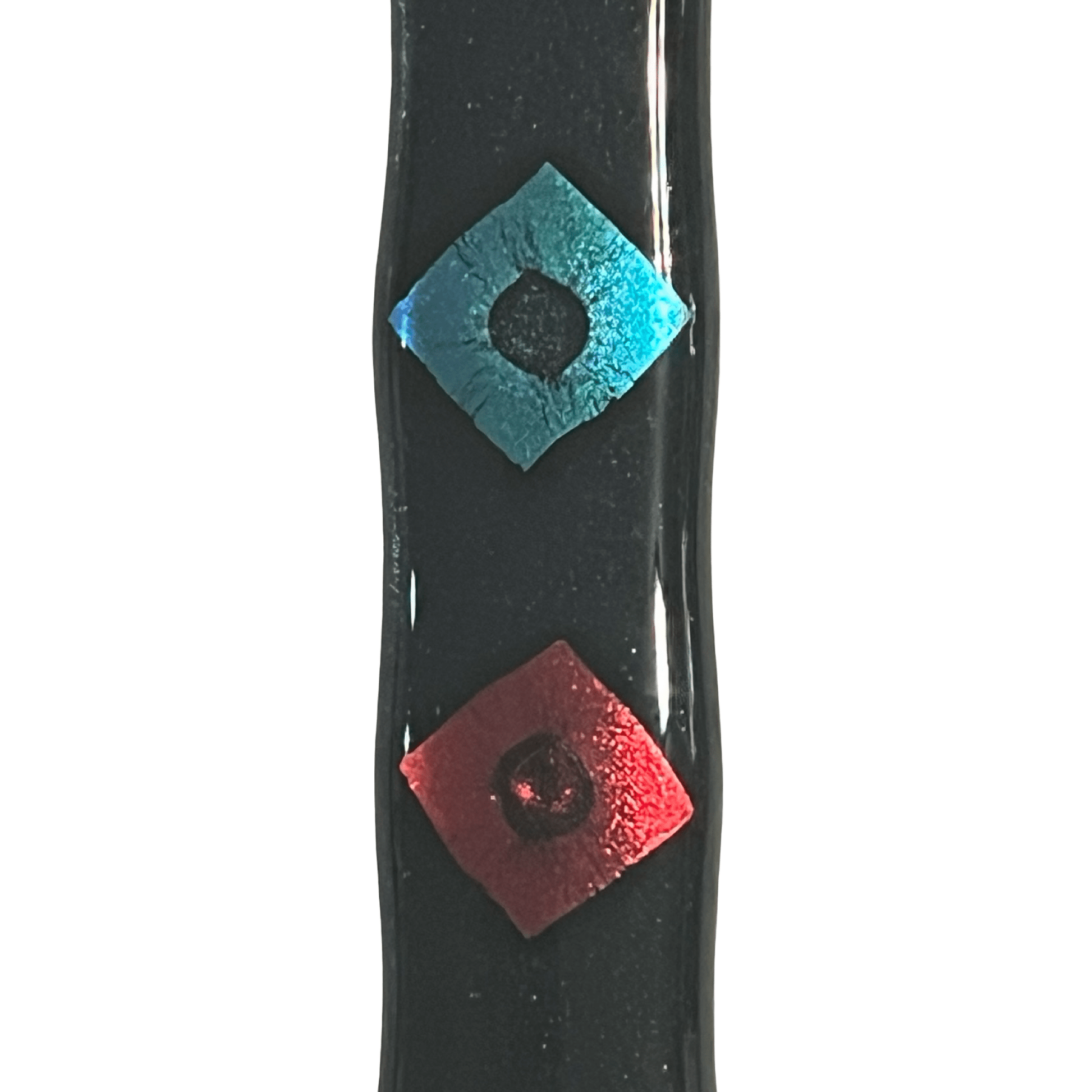 Aventurine Blue Mezuzah Case, Diamond Multi Color 6.8” - Y.A. Fused Glass - Mezuzah case