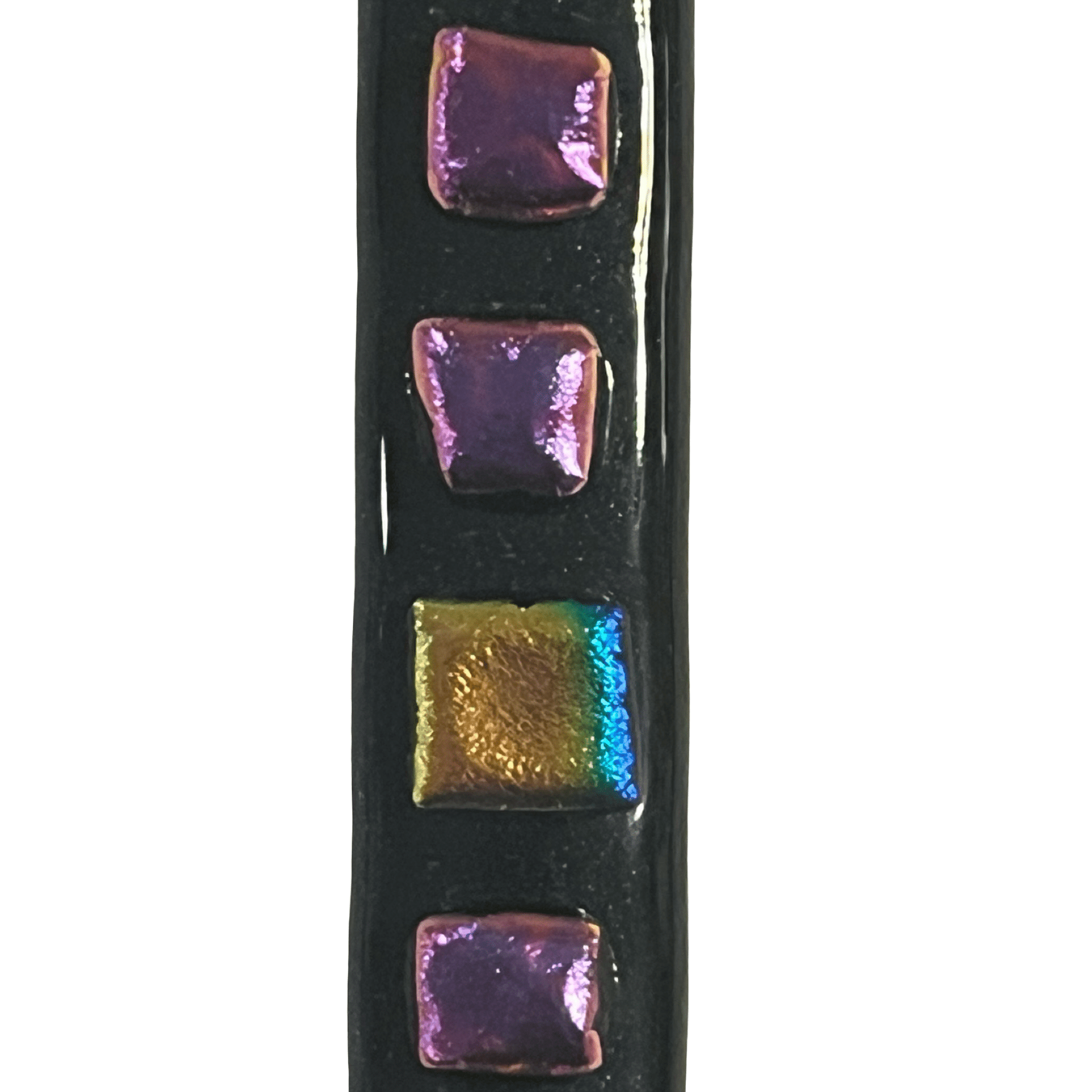 Aventurine Dark Blue Mezuzah Case with Gold and Purple Squares 6.8” - Y.A. Fused Glass - Mezuzah case