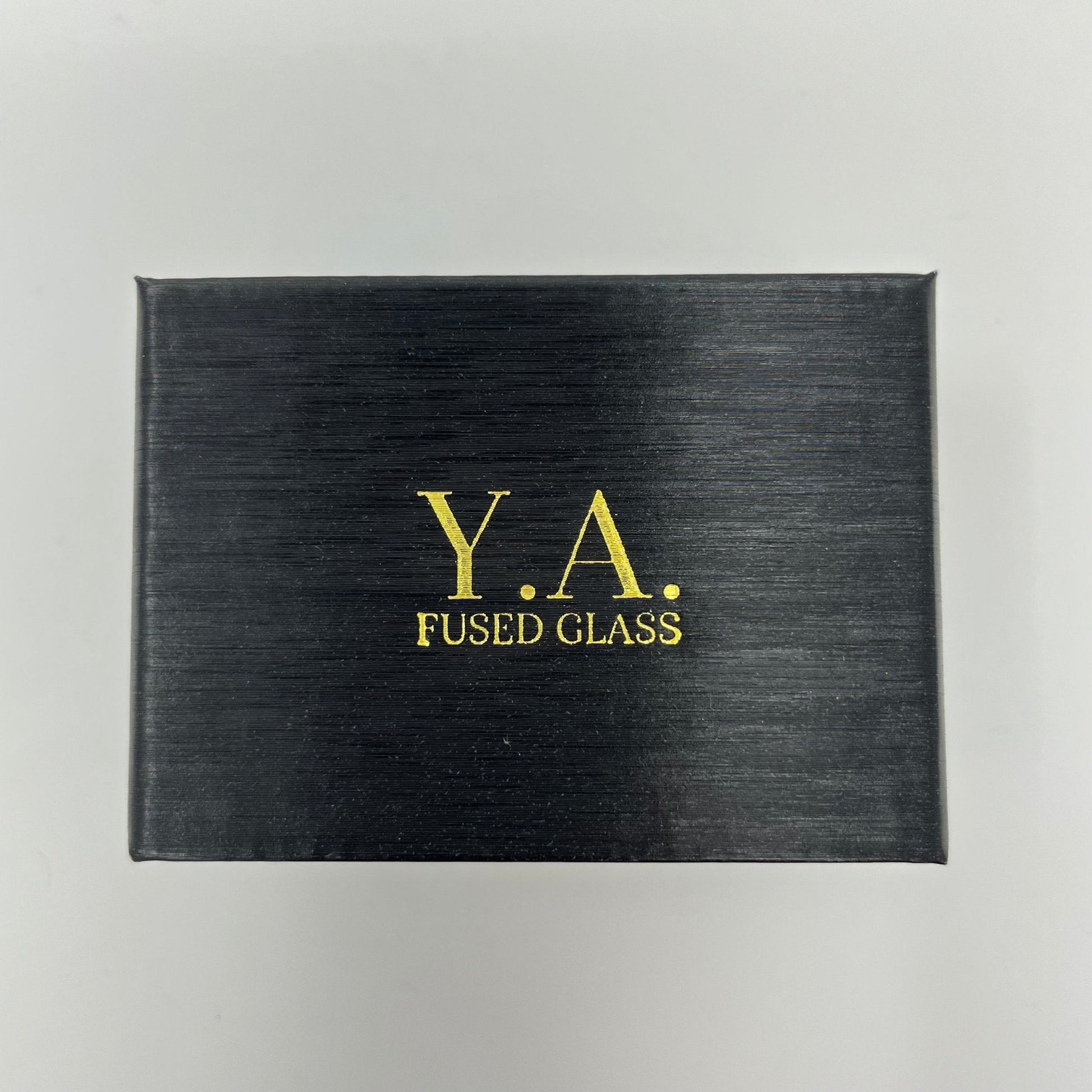 Gold and Blue Triangles Cufflinks, with Black Stripes - Y.A. Fused Glass -