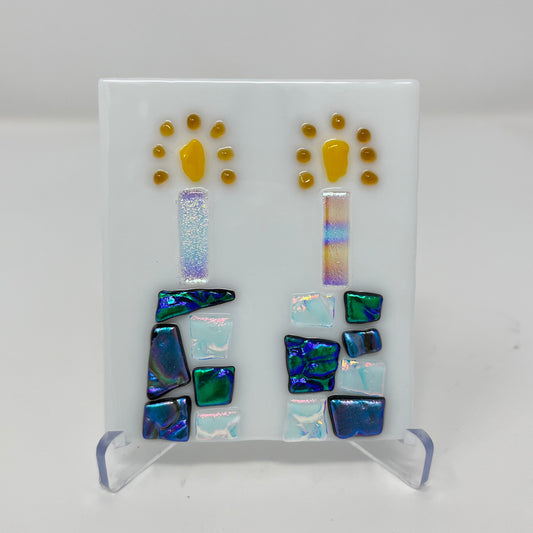 Shabbos Candles Glass Art
