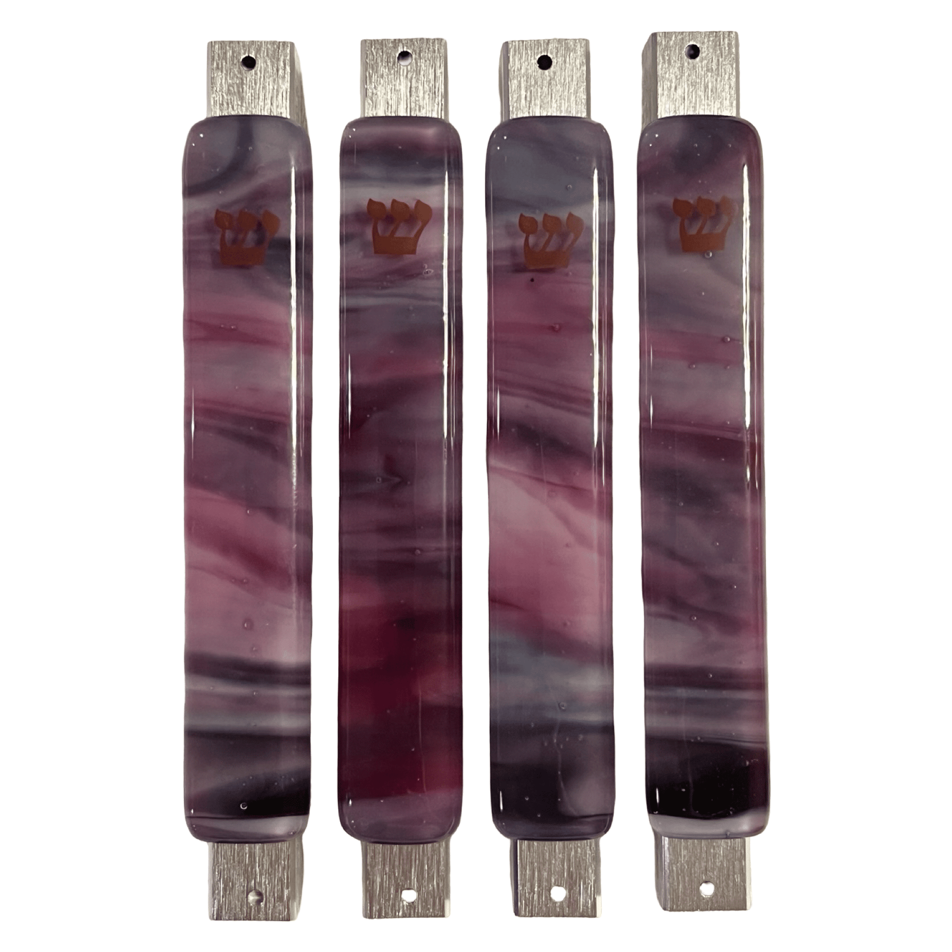 Pink and Purple Swirl Mezuzah Case 5.5” - Y.A. Fused Glass - Mezuzah case