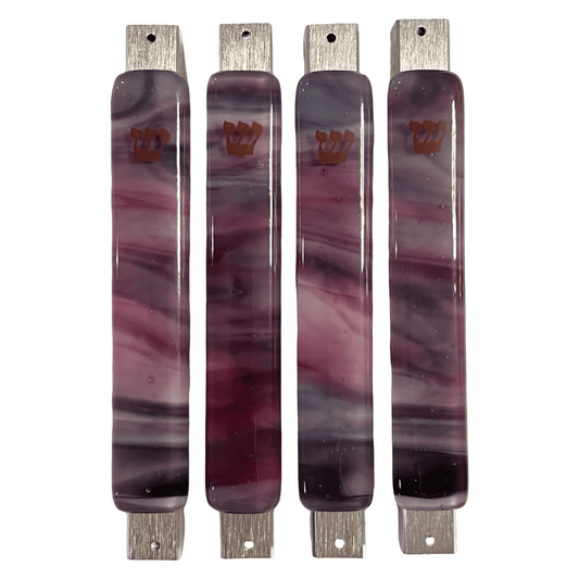 Pink and Purple Swirl Mezuzah Case 5.5” - Y.A. Fused Glass - Mezuzah case