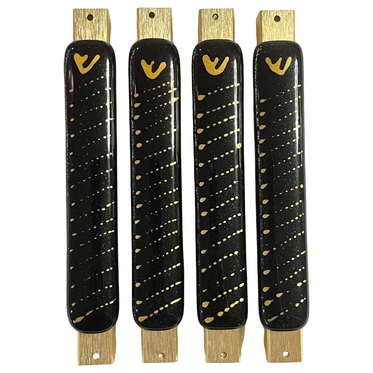 Sparkling Blue Mezuzah Case with Speckled Gold Design 5.5” - Y.A. Fused Glass - Mezuzah case