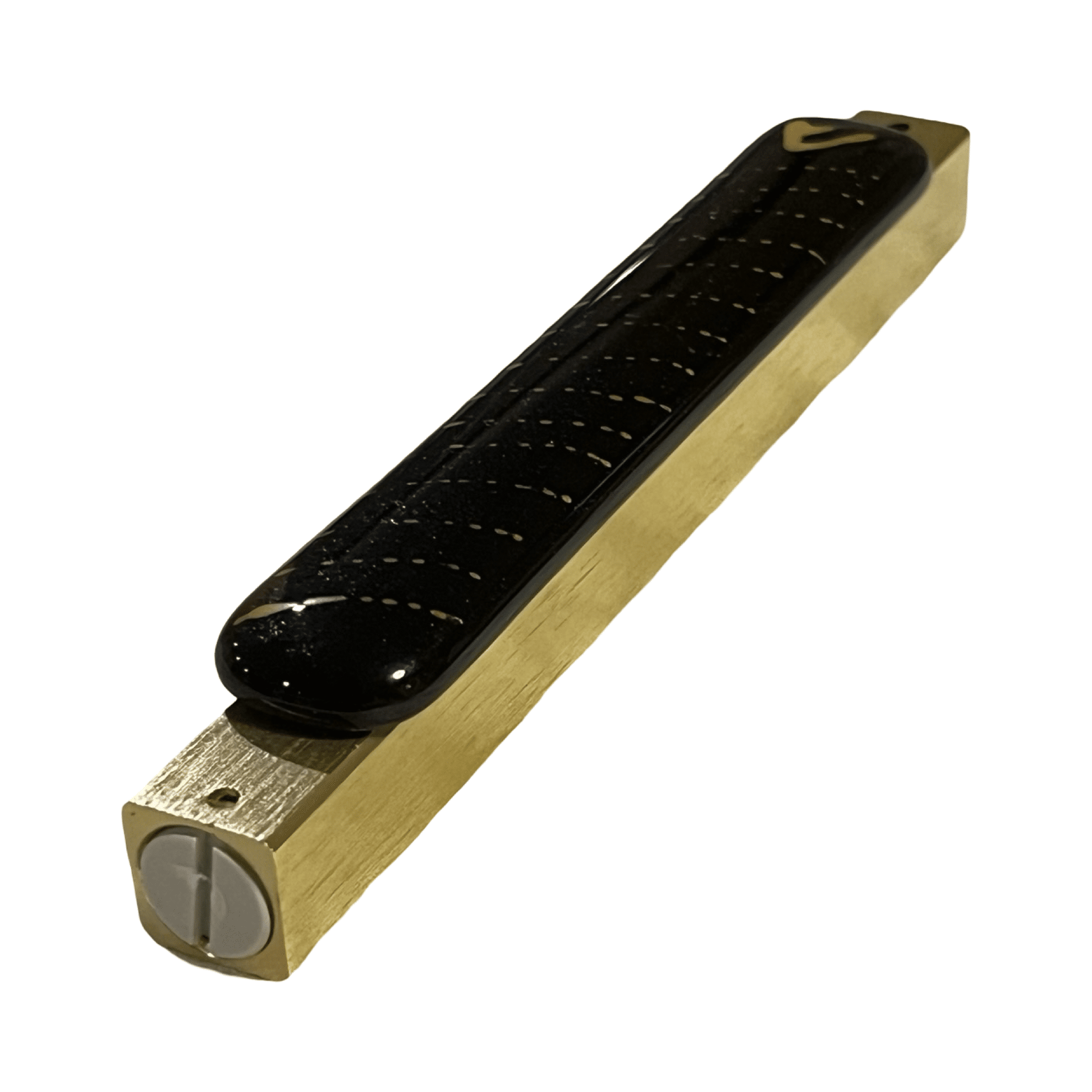 Sparkling Blue Mezuzah Case with Speckled Gold Design 5.5” - Y.A. Fused Glass - Mezuzah case