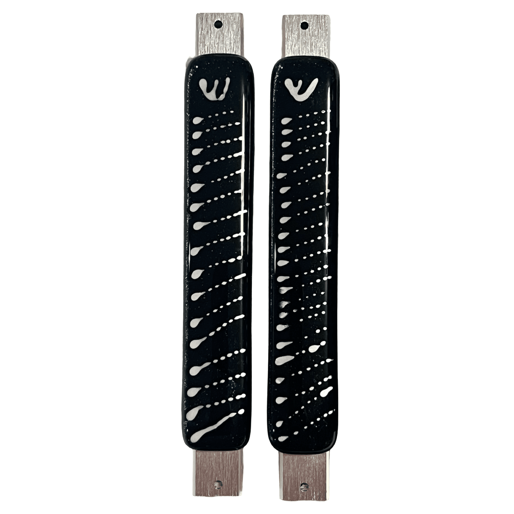 Sparkling Blue Mezuzah Case with Speckled Silver Design 5.5” - Y.A. Fused Glass - Mezuzah case