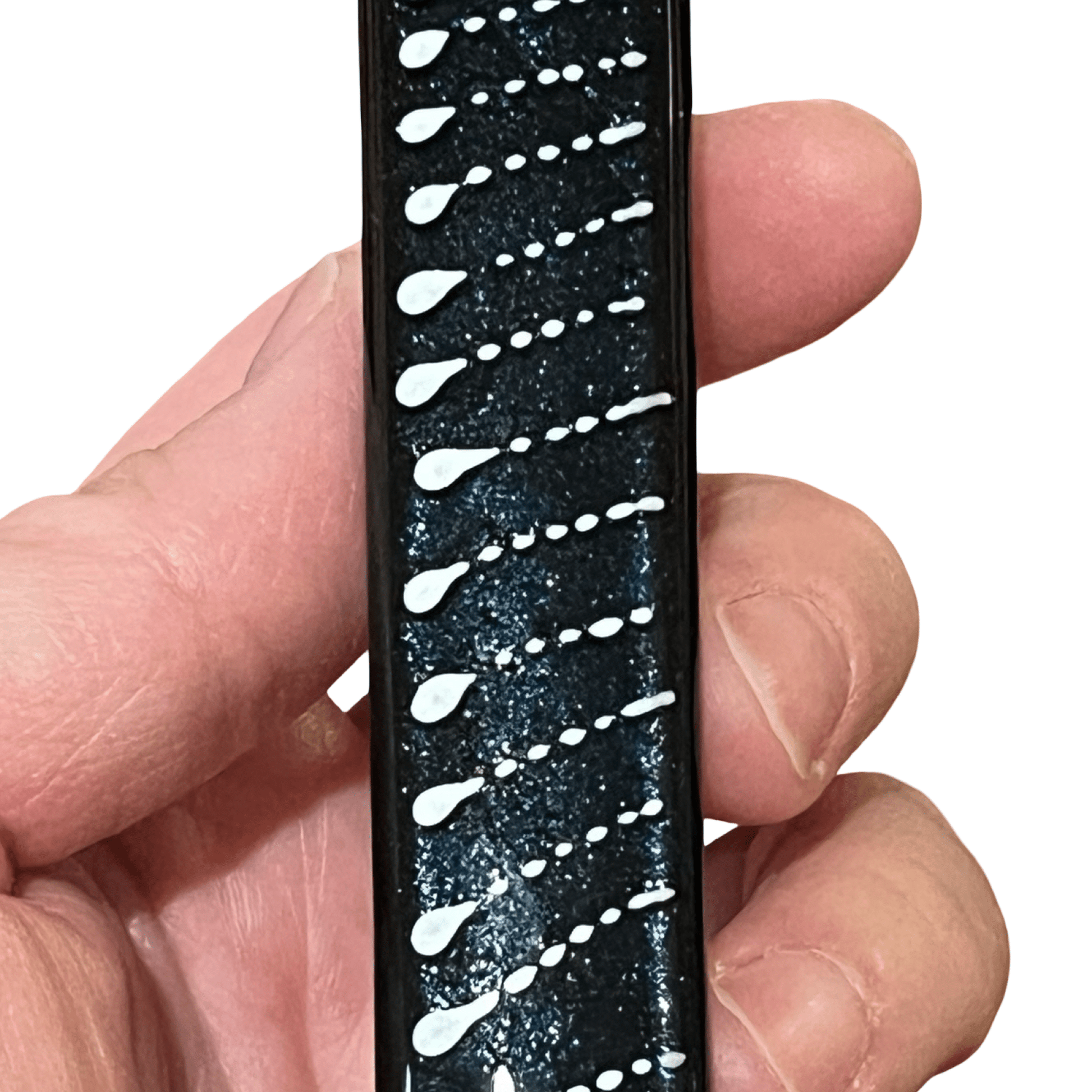 Sparkling Blue Mezuzah Case with Speckled Silver Design 5.5” - Y.A. Fused Glass - Mezuzah case
