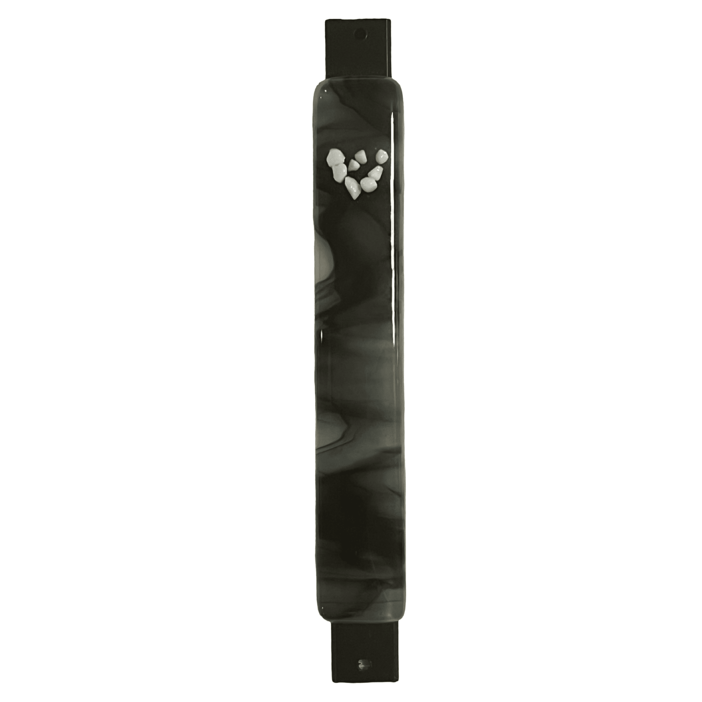 White Shin Black & White Swirl Mezuzah Case 5.5” - Y.A. Fused Glass - 