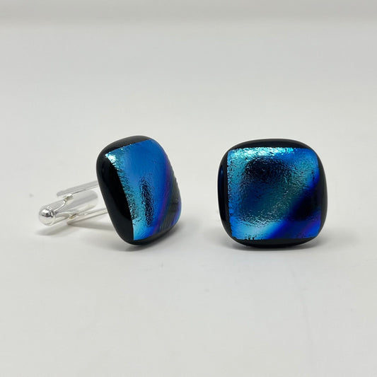 Blue Cufflinks - Y.A. Fused Glass -