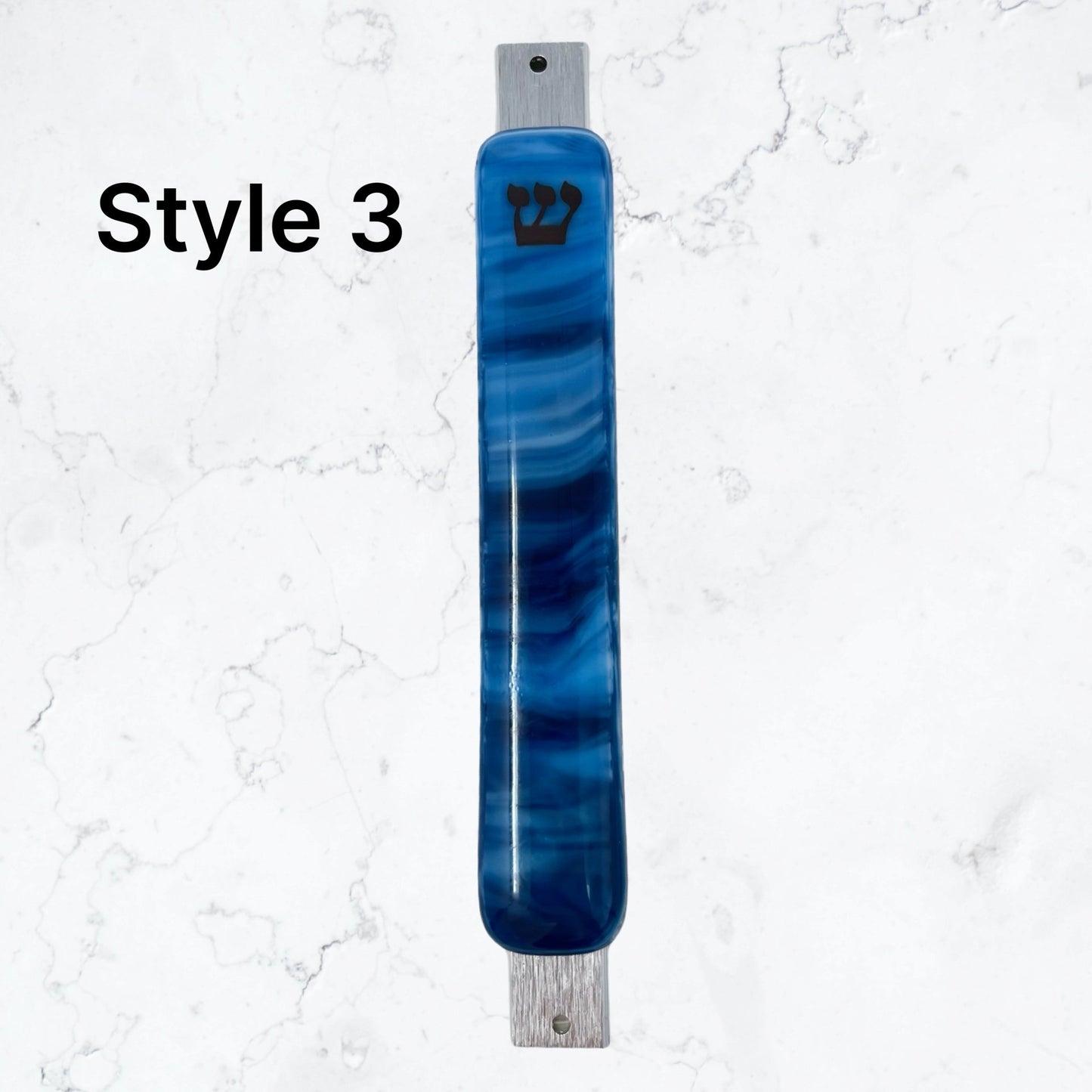 Copper Blue & White Swirl Mezuzah Case 5.5”