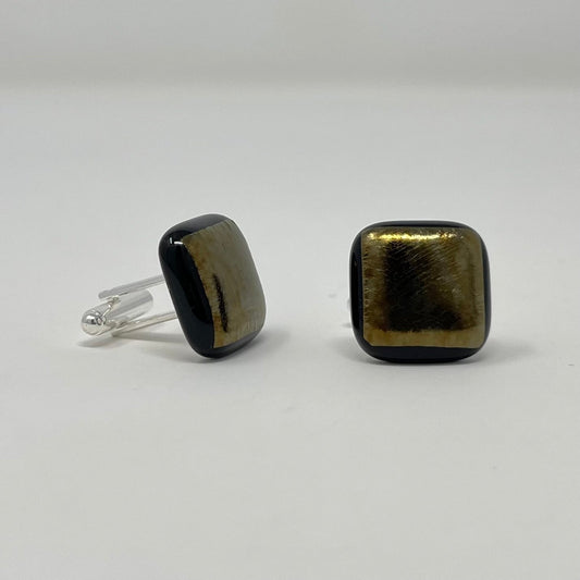 Copper Gold Cufflinks - Y.A. Fused Glass -