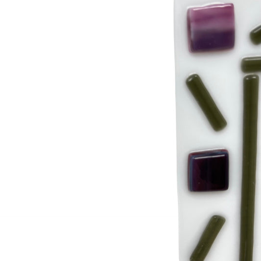 Cranberry Pink Zig Zag Blessing Plaque - Y.A. Fused Glass -