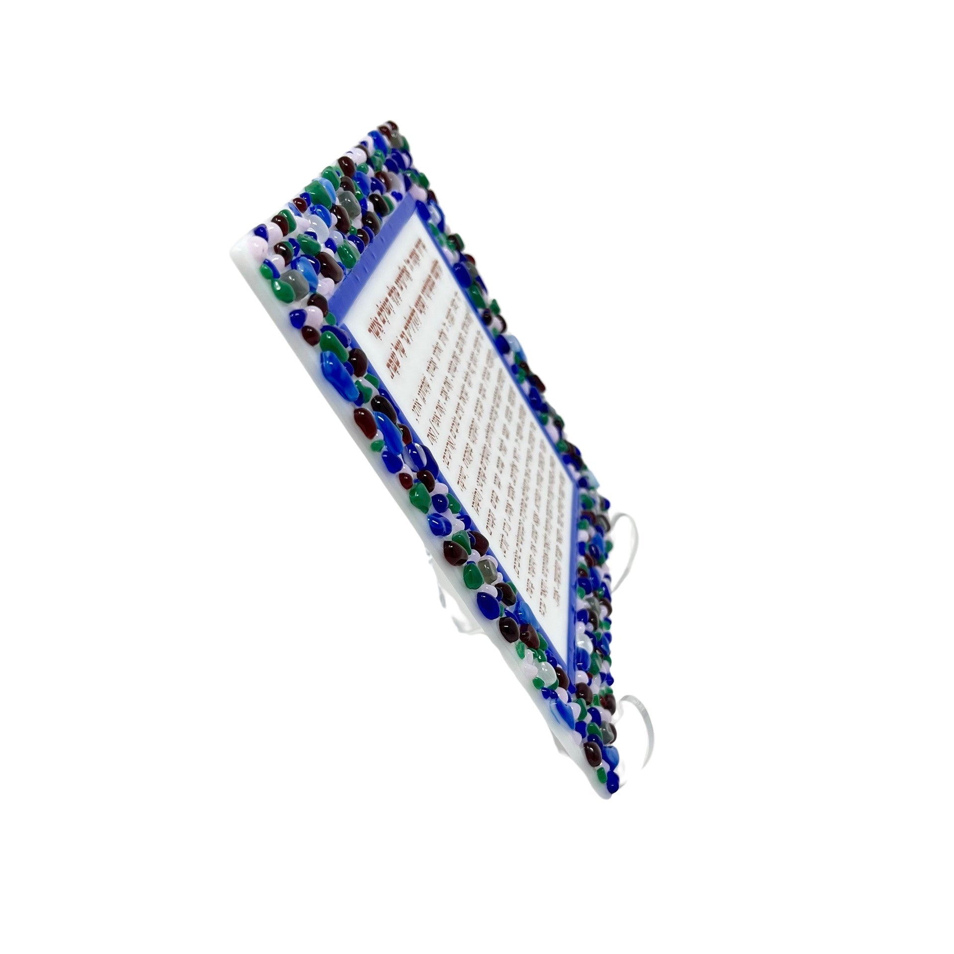 Green, Pink, and Blue Blessing Plaque - Y.A. Fused Glass -