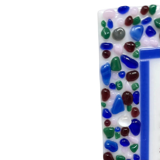 Green, Pink, and Blue Blessing Plaque - Y.A. Fused Glass -