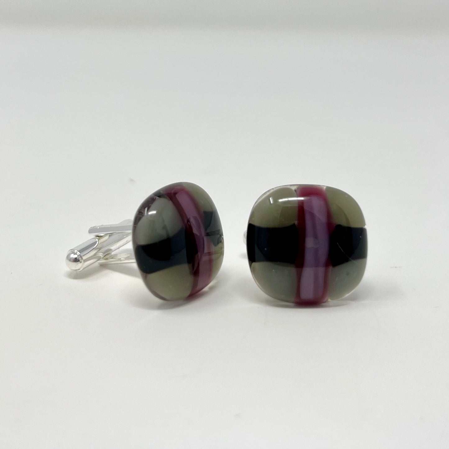 Black, Gray, Purple Cufflinks