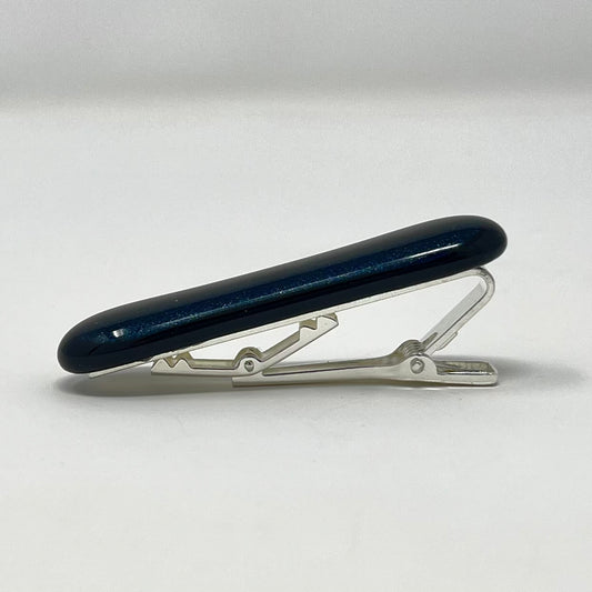 Black Stripe On Aventurine Blue Tie Clip