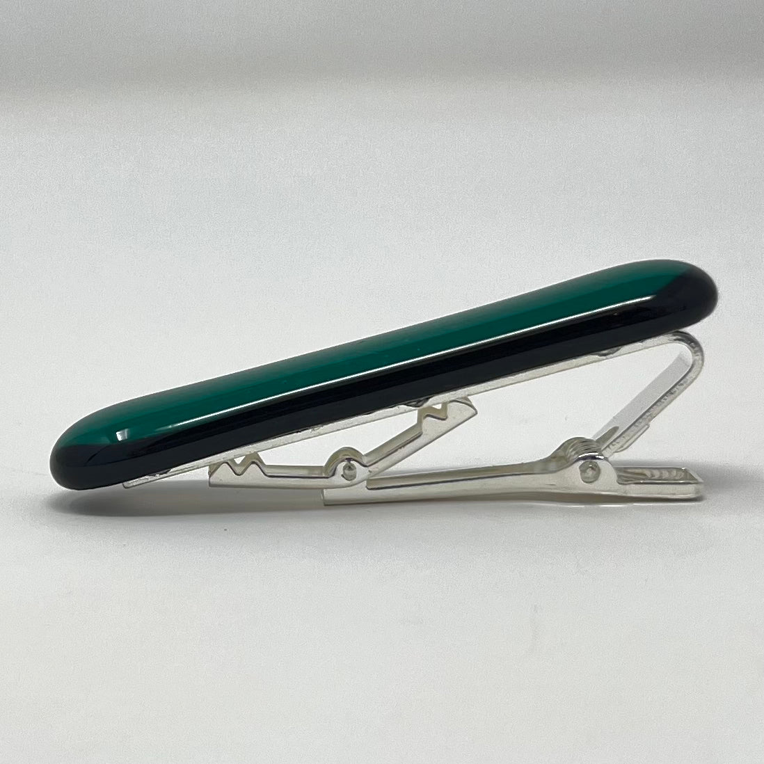 Teal Stripe Tie Clip