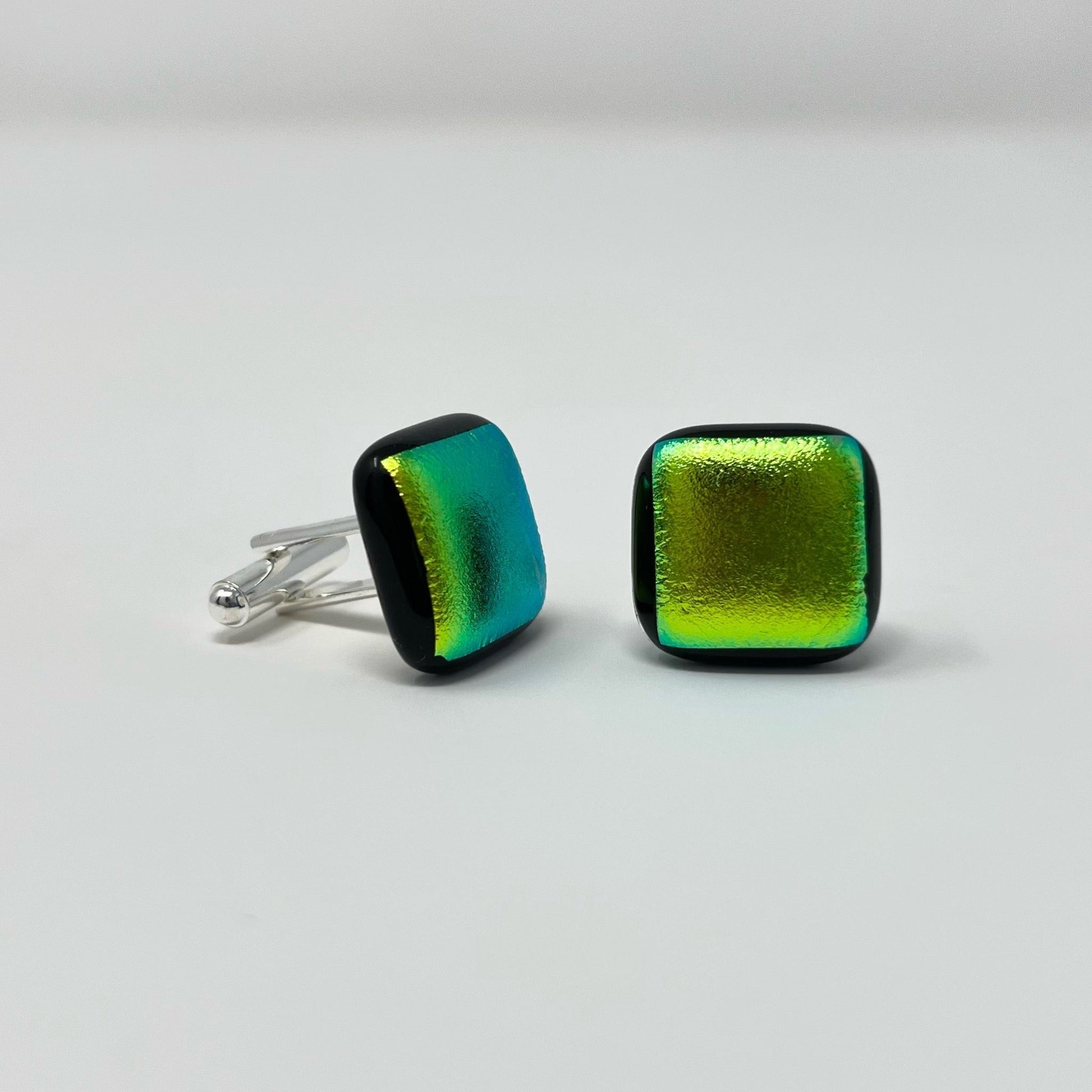 Yellow Gold Cufflinks - Y.A. Fused Glass -